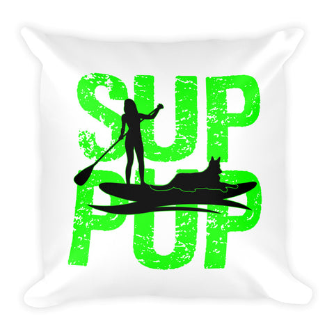 SUP PUP GREEN Square Pillow