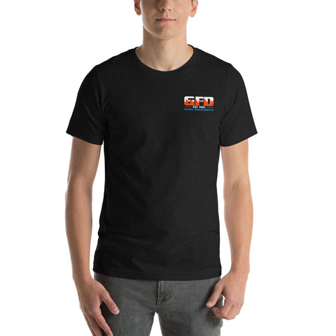 Gary Fire Unisex t-shirt Both Logos Front and Back Design 1